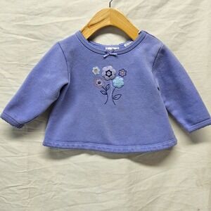Vintage Basics Floral Sweatshirt Toddler Girl 18M Purple Embroidered‎